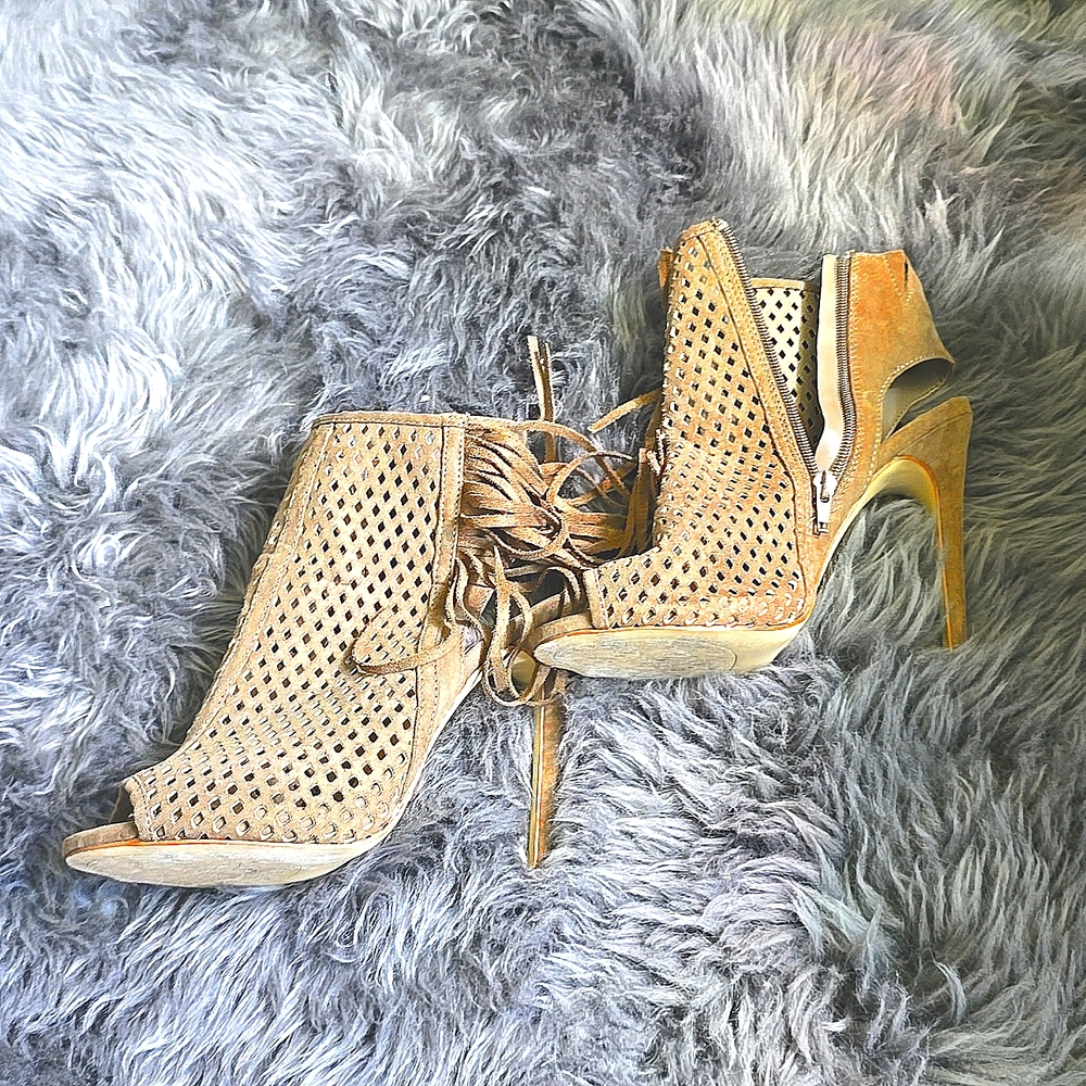 JustFab Tila Ankle Booties in Taupe - Picture 3 of 6